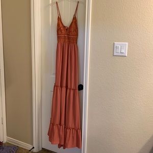 Southern Fried Chicks Rust colored maxi with tie back - size L - NWT